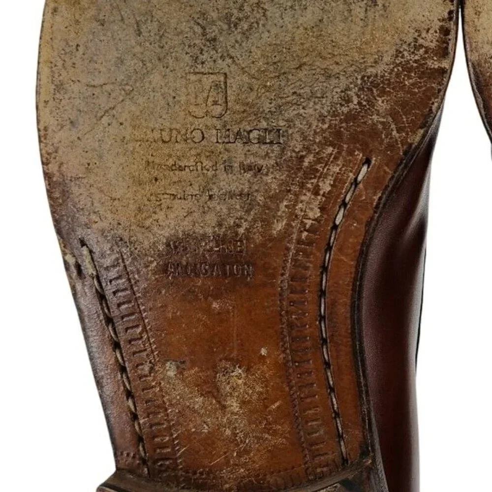 Exotic Bruno Magli Italy Brown Alligator Leather Oxfords Dress Shoes 10M Vintage - Picture 13 of 13